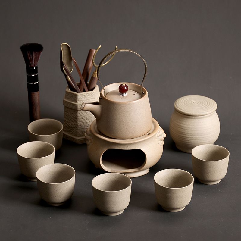 日式粗陶功夫茶具套裝陶瓷圍爐煮茶壺戶外暖茶爐復古家用泡茶壺