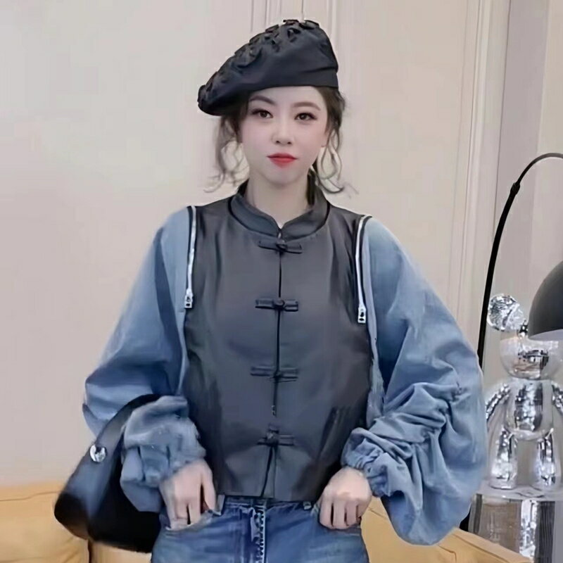 【巴黎精品】皮衣外套真皮夾克-羊皮盤扣拼接針織袖女外套4色a1iw19