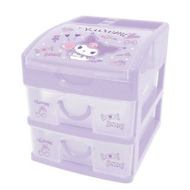 【震撼精品百貨】酷洛米 Kuromi~Sanrio 日本SANRIO三麗鷗 酷洛米頂層掀蓋塑膠雙抽收納盒*53892