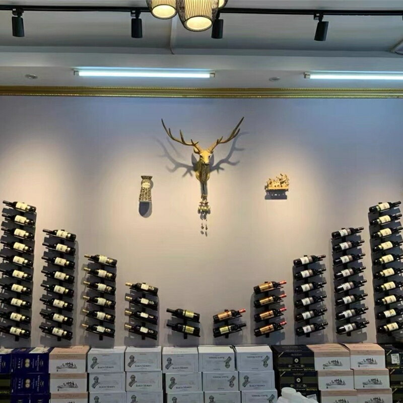 壁掛酒櫃 酒莊酒架壁掛牆上紅酒架餐廳吧台牆壁裝飾置物架鐵藝葡萄酒展示架『XY34827』 1