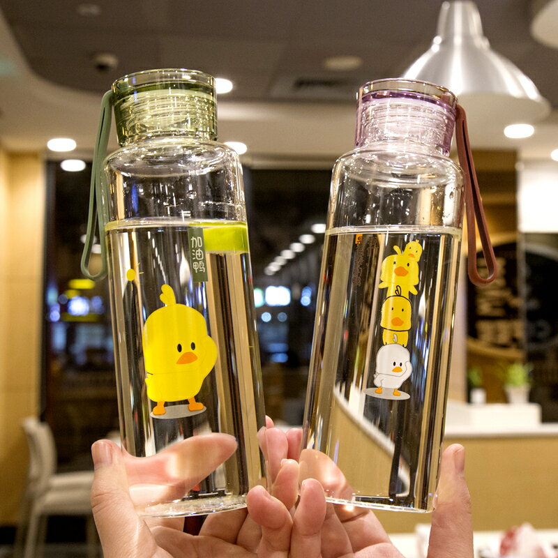 抖音網紅同款小黃鴨單層耐熱玻璃杯清新學生隨手杯創意泡茶杯男女