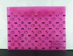 【震撼精品百貨】Hello Kitty 凱蒂貓 橫式文件袋附扣-桃粉滿版 震撼日式精品百貨