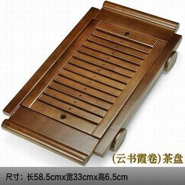 【功夫茶盤-雲書霞卷-柯木-58.5*33*6.5cm-1套/組】原木實木茶臺茶具茶盤功夫茶海抽屜式排水茶池-7501015