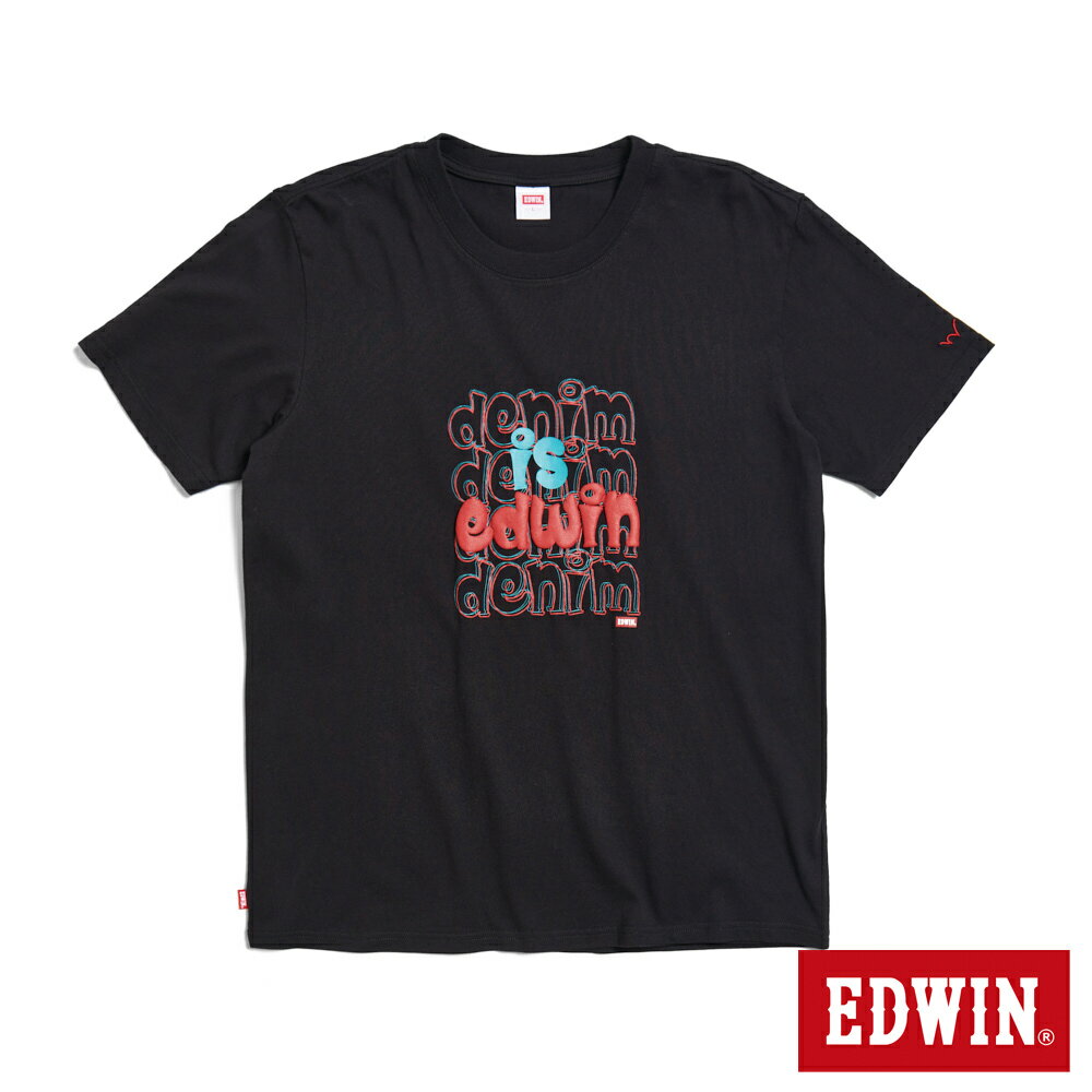 EDWIN 寧即英文印花短袖T恤-男款 黑色