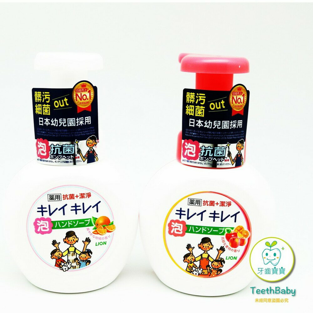 【牙齒寶寶】日本 獅王 LION 趣淨洗手慕斯-250ml 清爽柑橘/清新果香可選