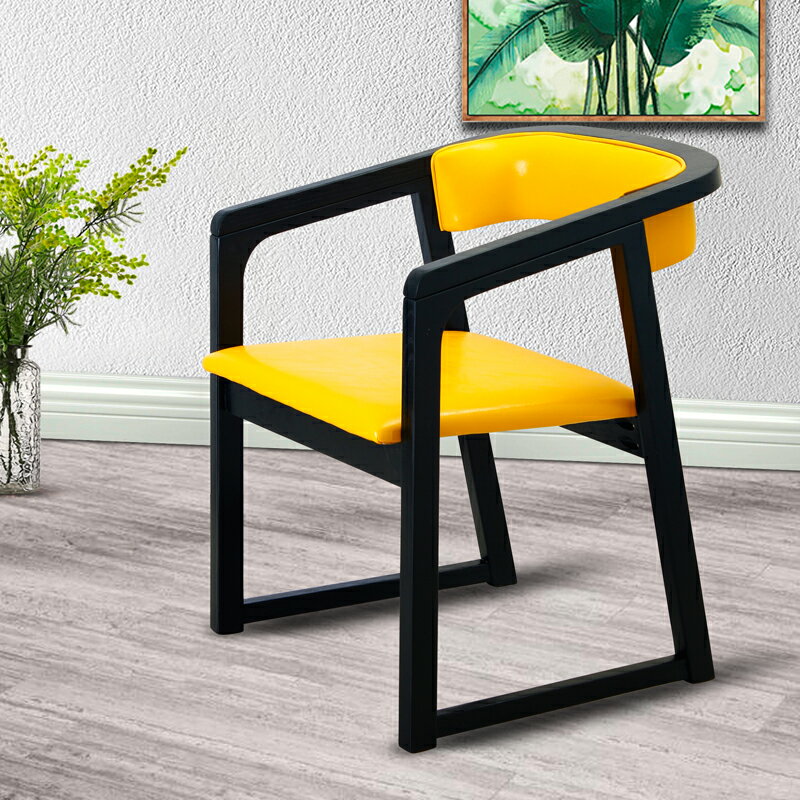 北歐實木餐椅家用凳子靠背椅簡約輕奢茶臺扶手新中式椅子網紅