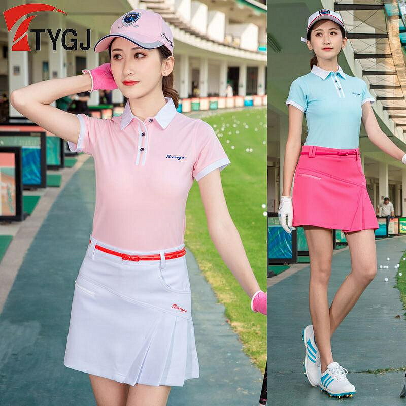 『促銷』TTYGJ高爾夫運動服裝 TTYGJ 高爾夫球服裝 女士短袖上衣 韓版球服 春夏季運動衣服