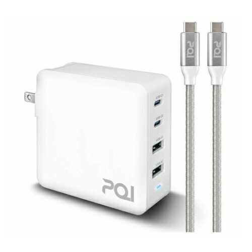 [COSCO代購4] C134542 PQI PD QC3.0 100W GaN 氮化鎵高速充電器附USB-C to USB-C 充電線100公分