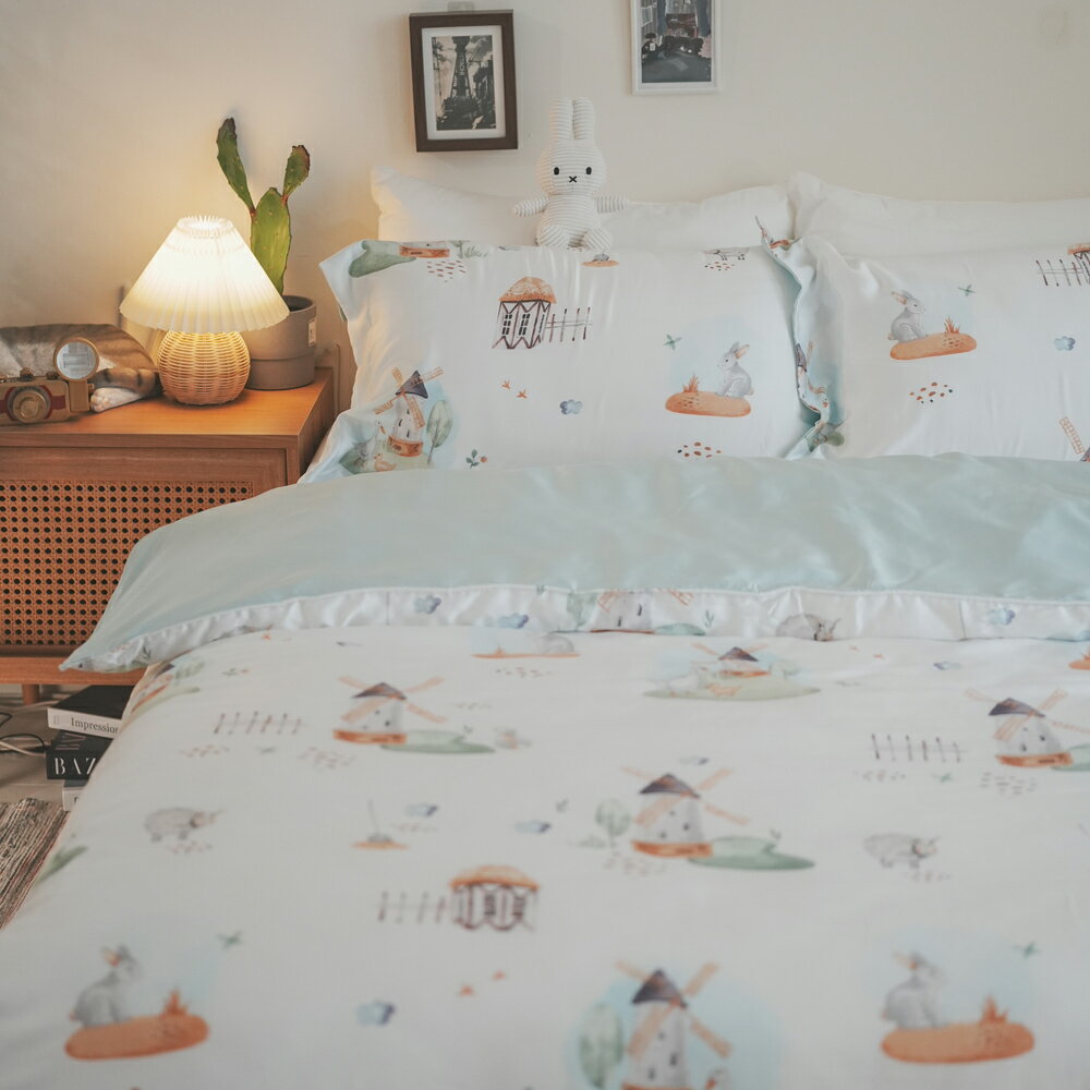 萊賽爾天絲60支 床包 兩用被 床包組 [ 鄉村小兔 ] 棉床本舖 北歐兔兔 森林家族