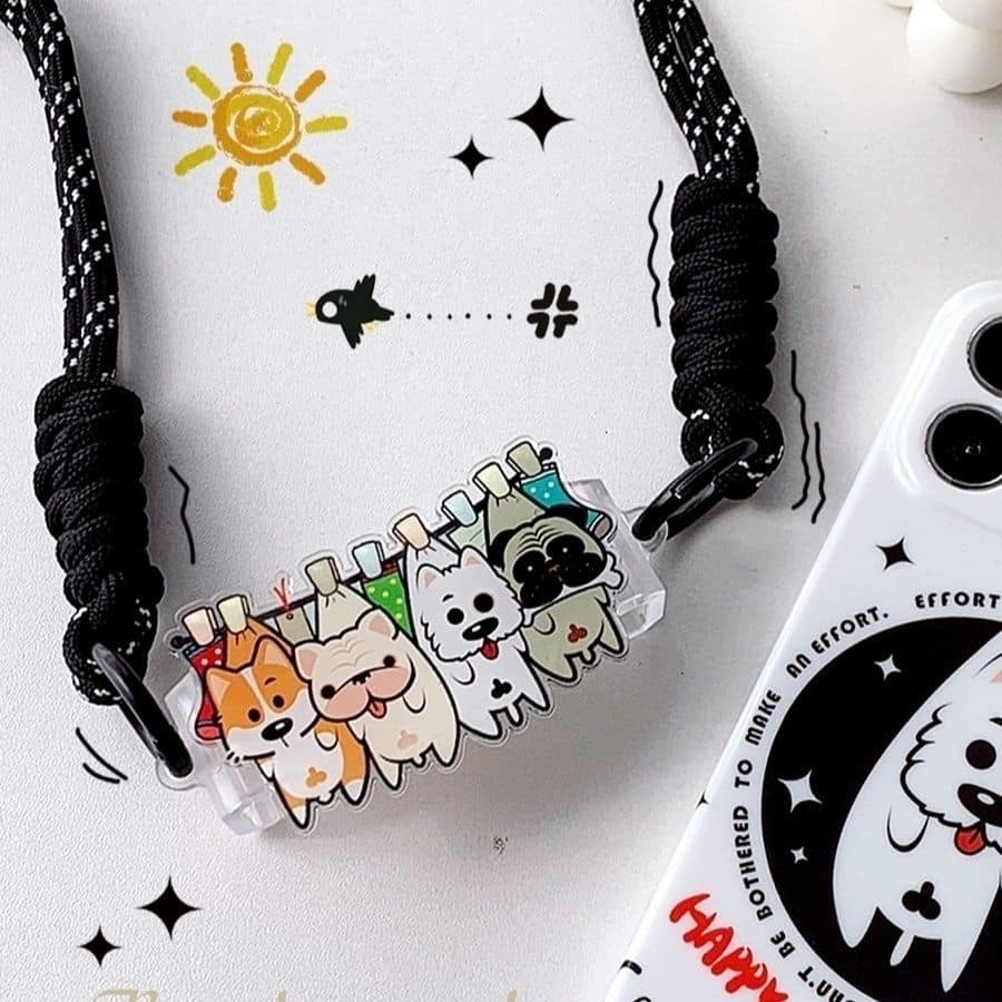 修勾狗狗動物手機斜跨背夾