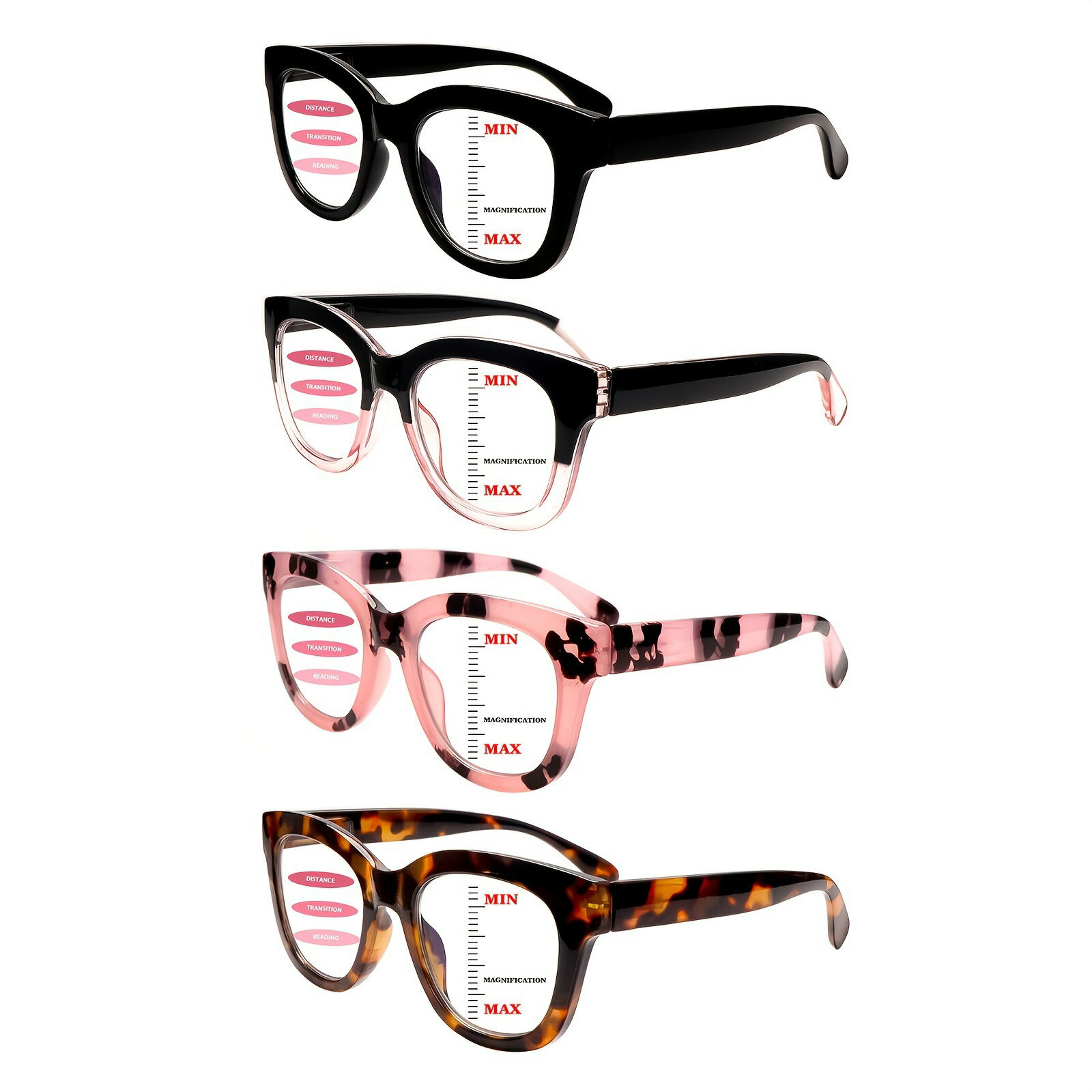 4pcs Stylish Progressive Multifocal Blue Light Blocking