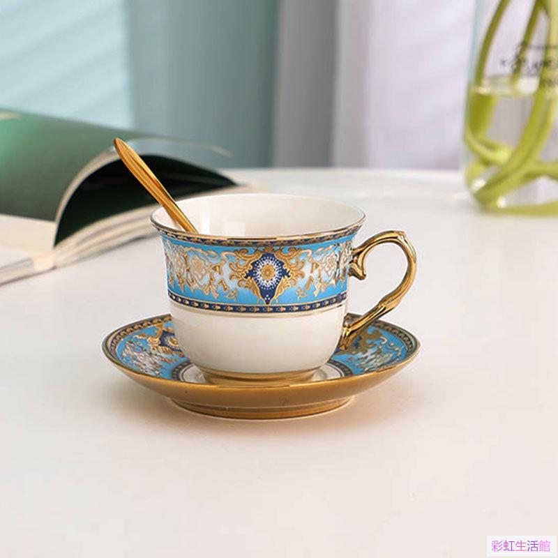 咖啡杯碟套裝歐式咖啡杯高級感咖啡杯早餐杯咖啡杯咖啡杯碟套裝家用陶瓷水杯創意早餐杯歐式復古下午茶茶杯