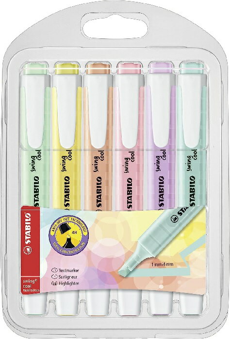 STABILO swing cool Pastel樂酷馬卡龍色系螢光筆6色入 ST275/6-08