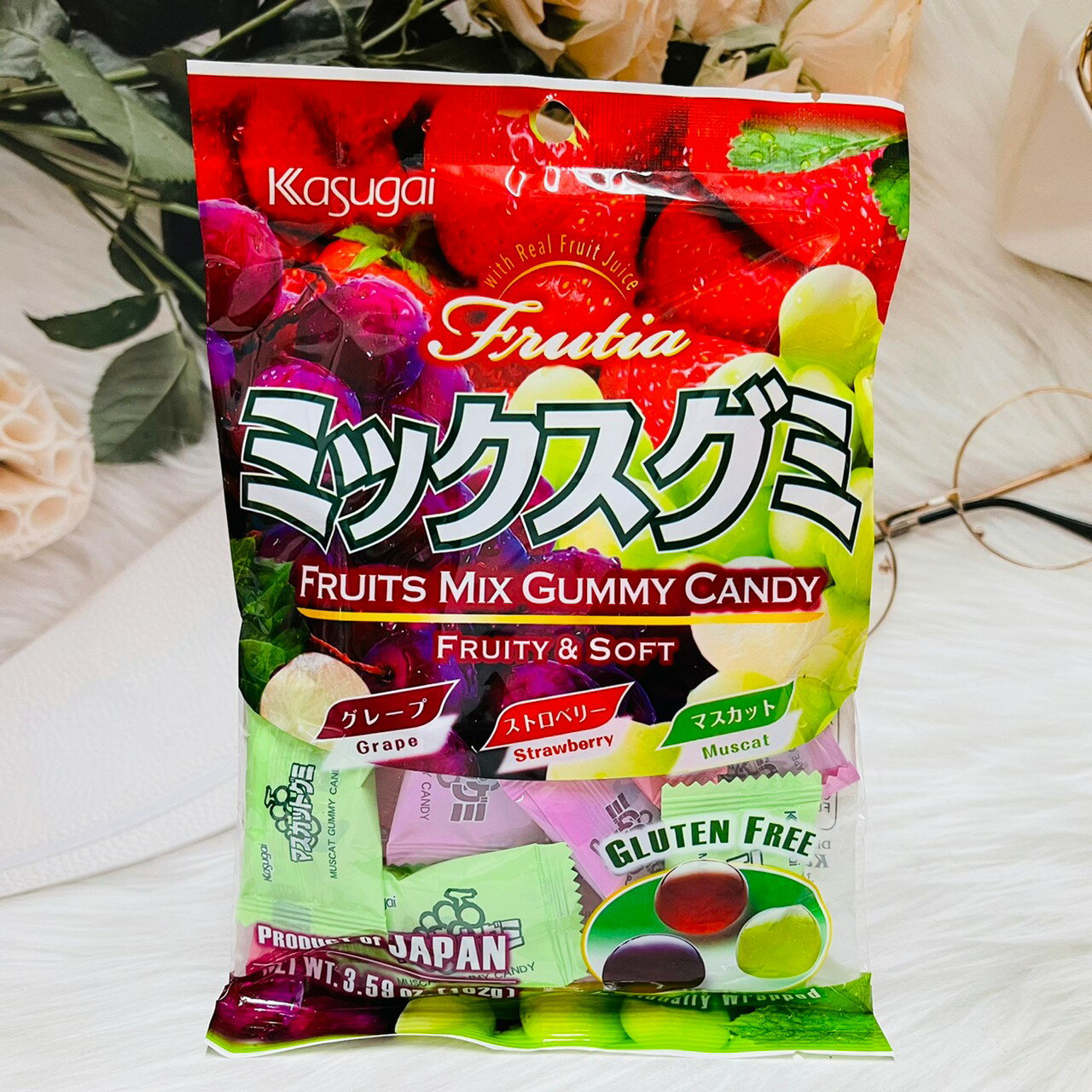 日本 Kasugai 春日井 綜合水果口味軟糖 102g 草莓/葡萄/麝香葡萄｜全店$199免運