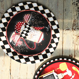 美式鄉村系列12英寸裝飾盤餐具陶瓷圓形盤子家用點心盤大號托盤