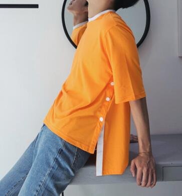 FINDSENSE 品牌 時尚休閒 男士 特色設計 擺尾 搭扣 短袖T恤