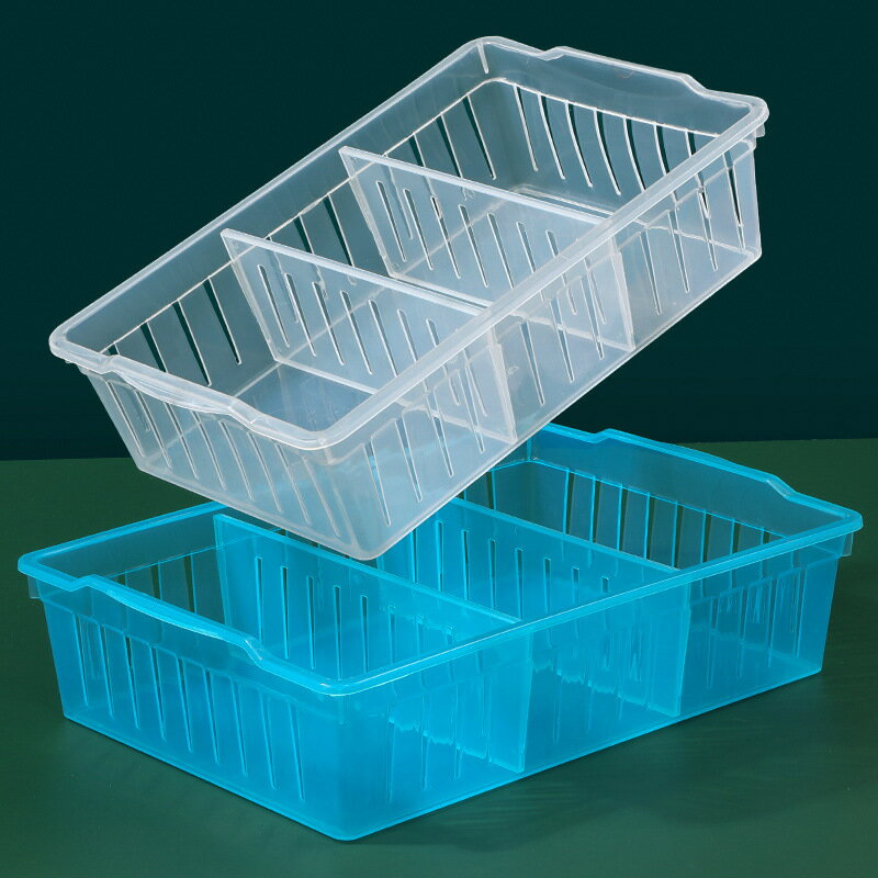 楓林宜居 透明鏤空收納筐桌面長方形儲物盒抽屜分隔家用零食置物小籃