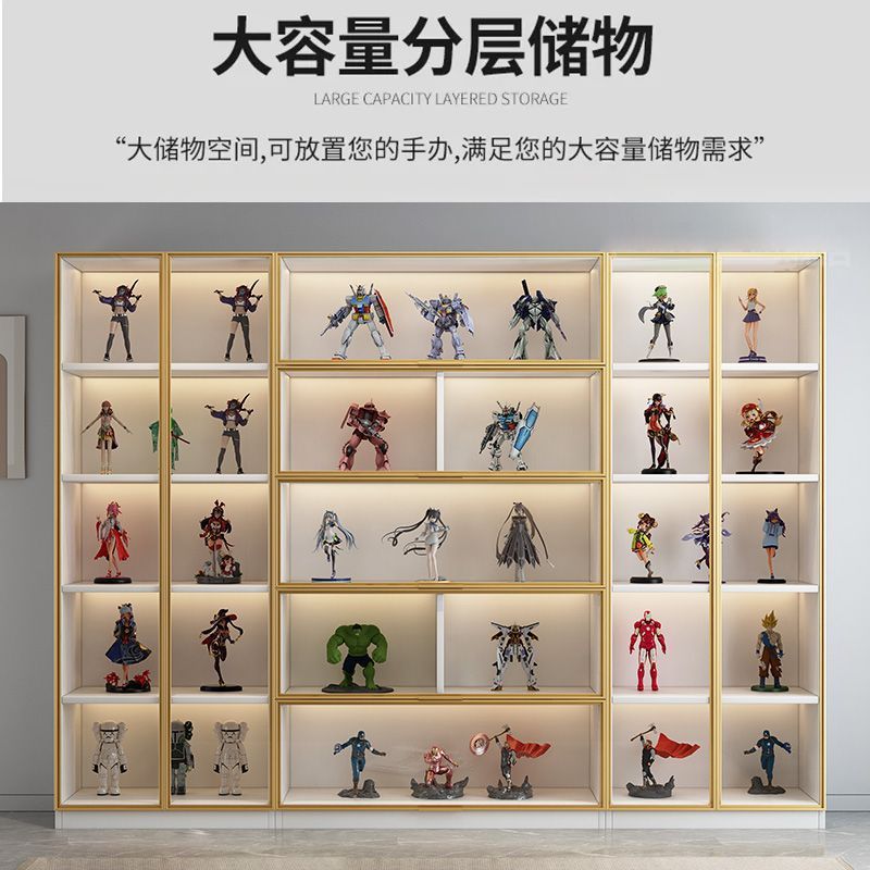免運/可開發票 展示櫃 模型櫃 手辦收納櫃 芷半蘭定製書櫃帶玻璃門整墻防塵書架輕奢手辦樂高模型酒櫃展示櫃 快速出貨