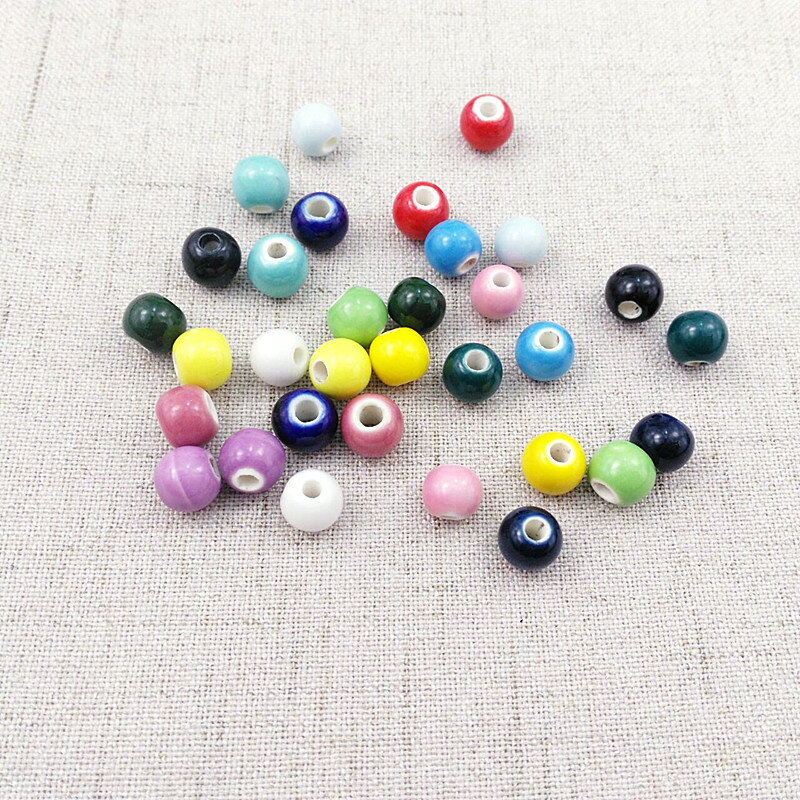 6mm8mm純色陶瓷珠 50顆一包DIY手工編織純色陶瓷串珠子散珠配件