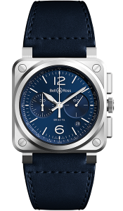 Bell & Ross 柏萊士 BR 03-94 INSTRUMENTS 系列 計時碼表機械腕錶(BR0394-BLU-ST/SCA)-42mm-藍面皮革【刷卡回饋 分期0利率】
