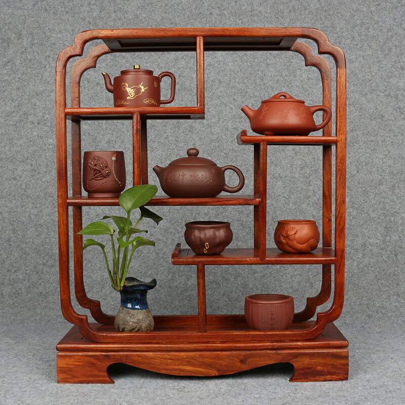 黃花梨木博古架中式多寶閣隔斷實木古董架紫砂壺展示櫃桌面置物架