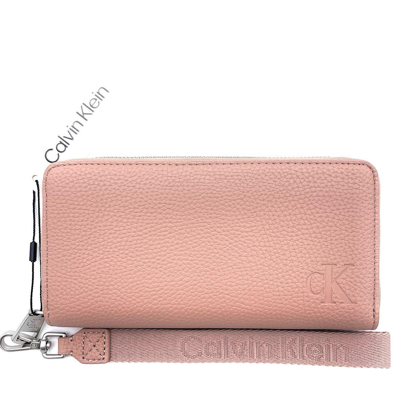 Calvin Klein 拉鍊長夾 荔枝紋皮革 皮夾 長夾 錢包 C42109 粉色CK(現貨)▶指定Outlet商品5折起☆現貨【送禮首選★APP下單點數4倍送】
