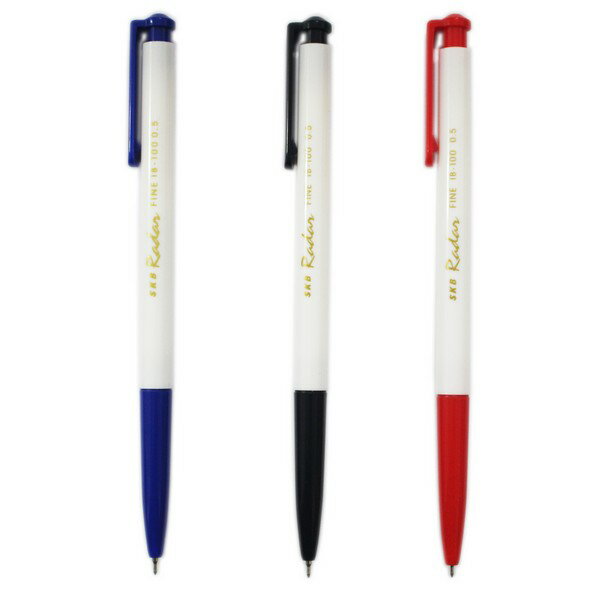 SKB 自動中油筆 IB-100 0.5mm/一支入(定10) 黑 紅 藍 共3色 按壓式原子筆 圓珠筆-文
