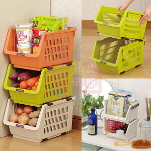 日本製INOMATA可疊蔬果收納籃附輪(米白)抽屜式堆疊收納箱廚房置物籃