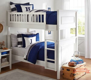 美式實木家具兒童高低床雙胞胎小戶型兩層上下田園白色子母床定制
