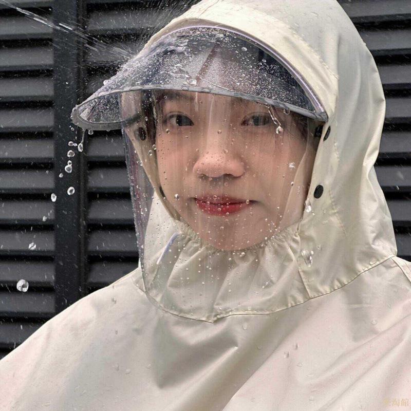 頭部防水面罩電動車雨衣成人外穿加厚加長防暴雨電瓶車摩托車雨披