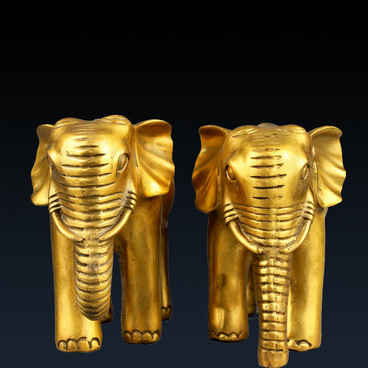 開光純銅大象一對 大號銅象 吉祥如意吸水象裝飾品招財風水象擺件