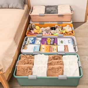 寢具收納 床底箱床下衣物儲物整理箱帶輪扁平收納盒透明抽屜式床底收納箱子-快速出貨