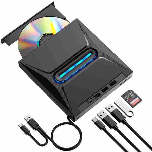 跨境批發USB/Type-c移動DVD刻錄機 SD/TF卡五合一多功能外接光碟機【北歐家居生活】