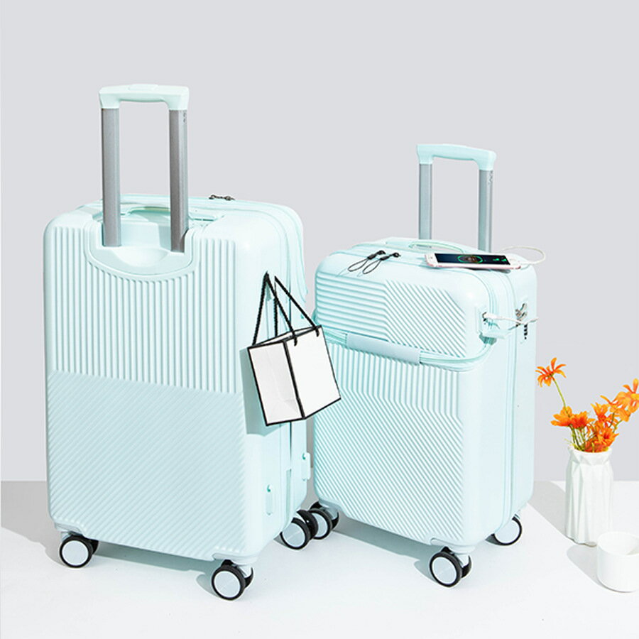楓林宜居 前開口旅行登機箱 行李箱女小型20寸 輕便拉桿皮箱24寸網紅旅行箱