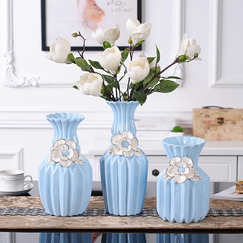 簡約歐式陶瓷花瓶擺件家居電視柜裝飾品客廳餐桌工藝品水培器現代