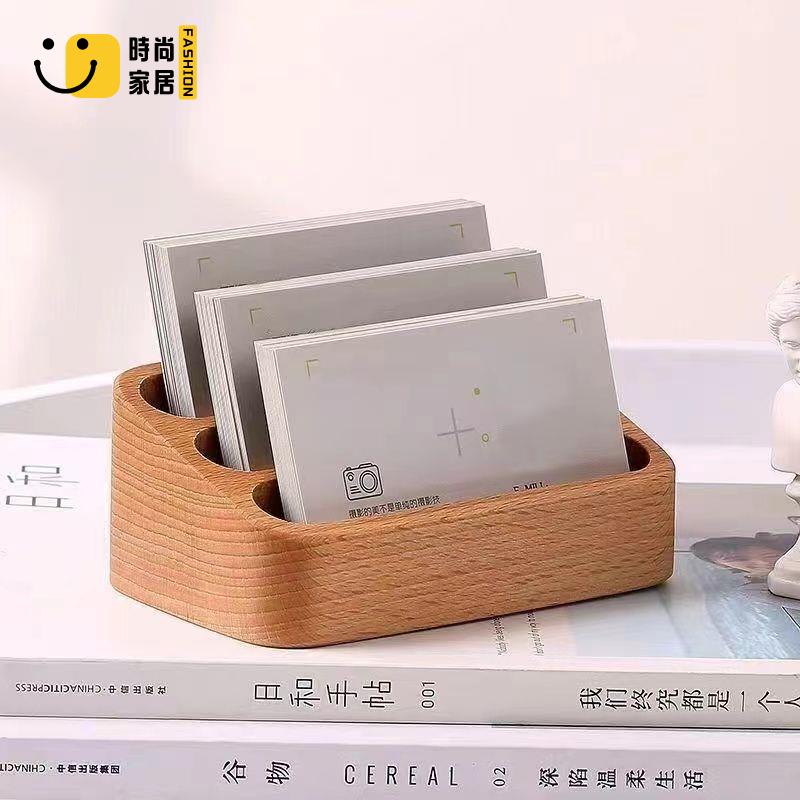菜單牌 實木創意名片名片盒桌面前臺木質架子商務擺臺名片夾定製卡片收納 店長直銷 可開發票 免運 售後保障 s5517