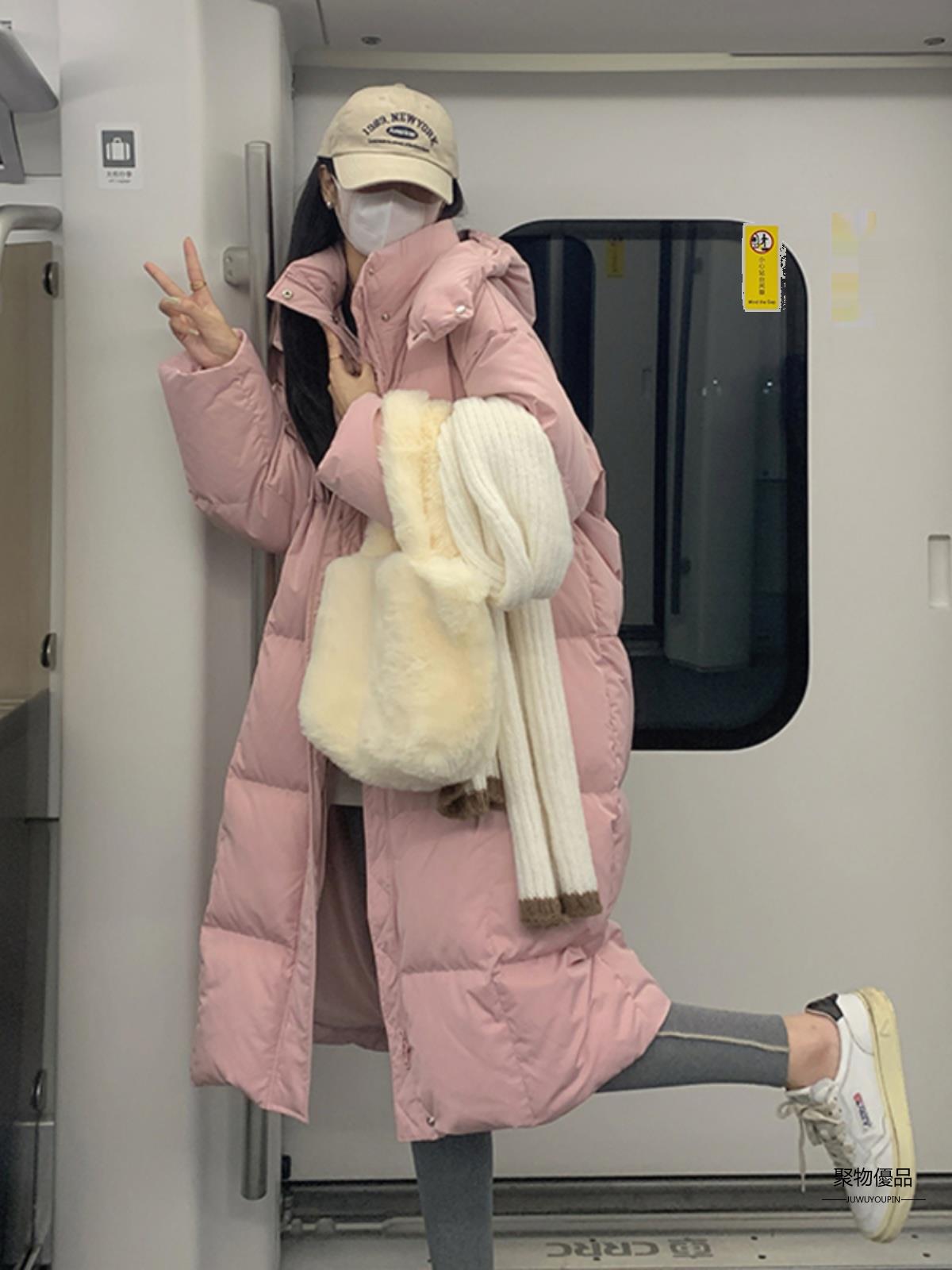 棉衣白鴨絨羽絨棉服冬季中長款過膝麵包服流行女裝外套【聚物優品】