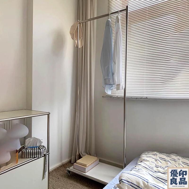 免運 衣架 衣帽架 掛衣架 中古衣帽架可移動落地置物架簡約現代家用網紅不銹鋼帶輪掛衣架 全館八折 工廠直銷 店長推薦 y5614