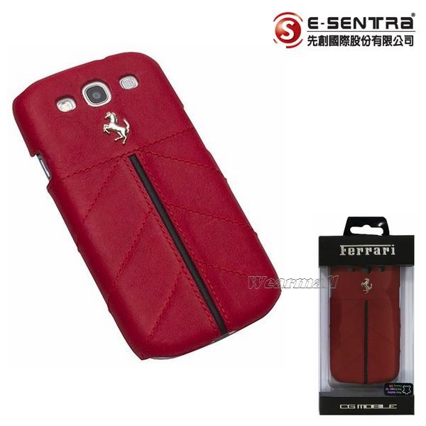 葳爾洋行 Wear【Ferrari 法拉利】【紅色】原廠真皮背蓋 SAMSUNG Galaxy SIII S3 i9300 專用，【先創國際代理公司貨】
