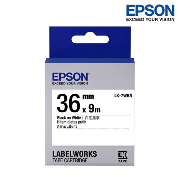 EPSON LK-7WBN 白底黑字 標籤帶 一般系列 (寬度36mm) 標籤貼紙 S657401