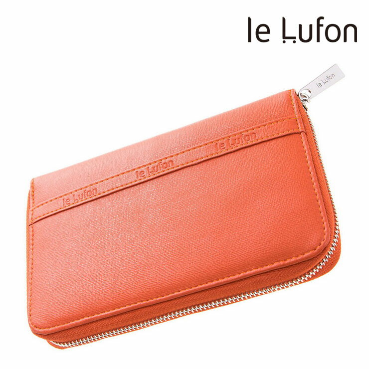 【le Lufon】 ㄇ型拉鏈十字紋皮革護照夾/證件夾/卡夾/零錢包/多功能萬用旅行夾-橘紅色（橘紅／黑／棕／紅共四色）