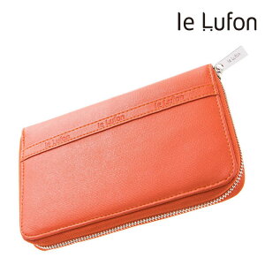 【le Lufon】 ㄇ型拉鏈十字紋皮革護照夾/證件夾/卡夾/零錢包/多功能萬用旅行夾-橘紅色（橘紅／黑／棕／紅共四色）