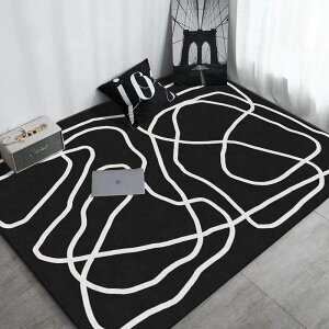 北歐簡約現代地毯客廳茶幾墊 黑白耐臟墊子臥室滿鋪床邊毯【淘夢屋】