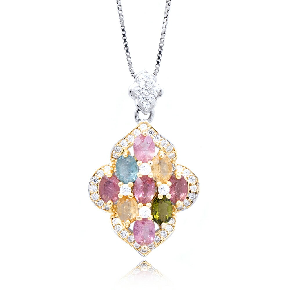 【正佳珠寶】彩碧璽 糖果碧璽 2.7ct 橢圓形吊墜 彩碧璽吊墜  方晶鋯石微鑲銀台 1