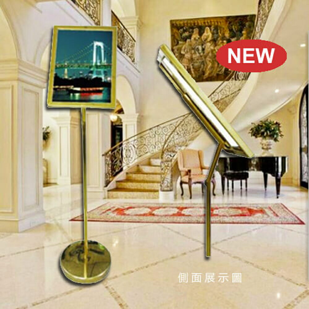 【企隆 圍欄 飯店用品】不鏽鋼鍍鈦PVC指示牌(A3斜面直式) A821T 標示/告示/招牌/廣告/公佈欄