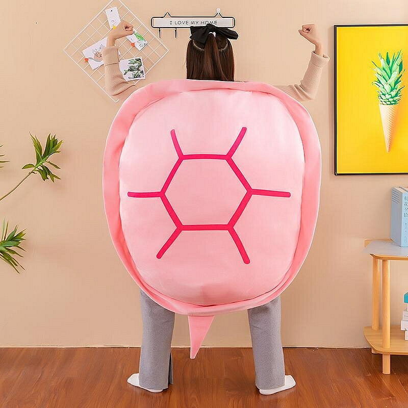 巨型龜殼人衣服粉毛絨玩具網紅大號烏龜殼抱枕玩偶可以穿戴的靠墊（45cm以上的商品麻煩客人選擇宅配哦，謝謝）