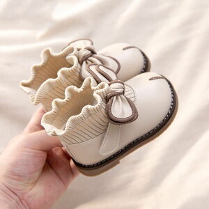 女寶寶皮鞋冬季加絨棉鞋女童公主短靴嬰兒靴子1壹3歲小童學步鞋子