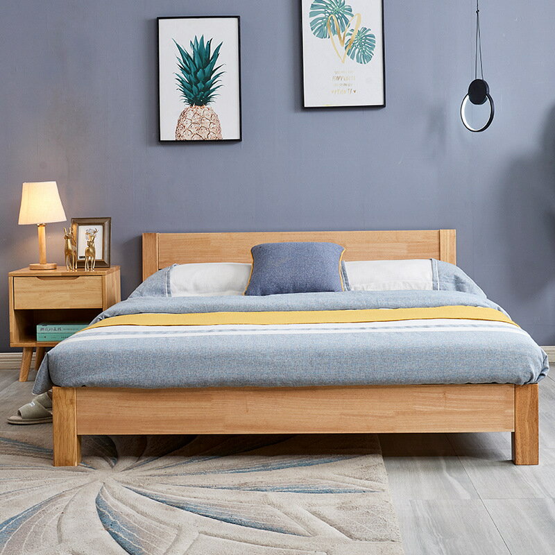 優樂悅~實木床1.8米雙人床現代簡約1.5出租房用簡易單人床1.2m榻榻米床架