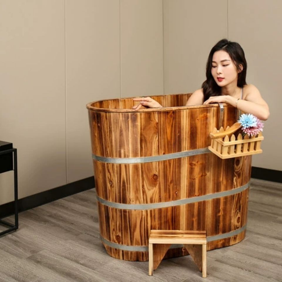 優購生活~加高省空間木桶浴桶洗澡桶泡澡桶成人沐浴桶實木家用浴缸保溫兒童洗澡桶 泡澡桶 洗腳桶 洗澡盆 洗腳盆 冬天 浴盆