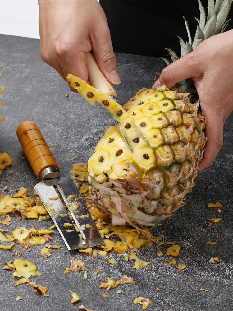 菠蘿刀削皮器不銹鋼削菠蘿神器挖眼夾去籽削皮刀工具夾子削甘蔗刀